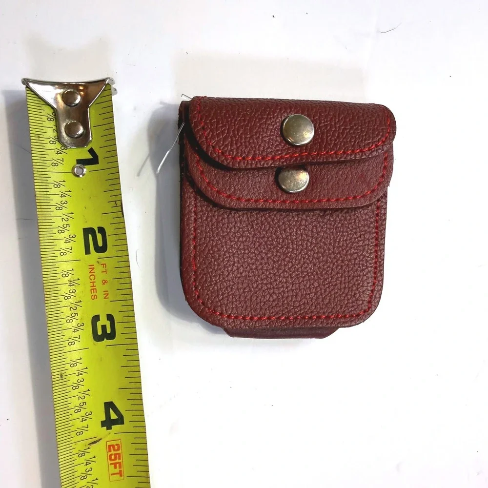 Vintage Leather Belt Pouch Dual Snap Utility Coin EDC Holder Maroon
